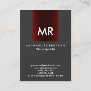 Tarjeta De Visita Limpieza de banda roja gris monogramo especial