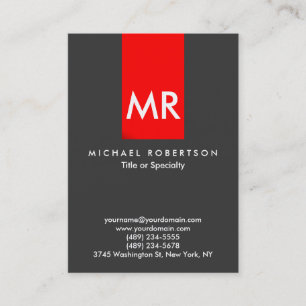 Tarjeta De Visita Limpieza de banda roja gris monogramo exclusiva