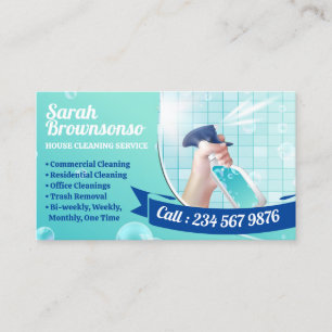 Tarjeta De Visita Limpieza de baño de lavado de la Marina Verde