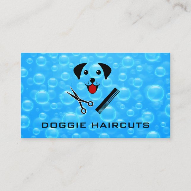 Tarjeta De Visita Limpieza De Baño De Perro | Burbujas de jabón en c (Anverso)