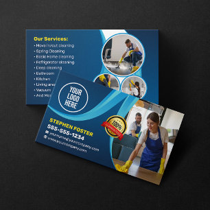 Tarjeta De Visita Limpieza de Casa Azul Ama de Casa Servicios de Lim