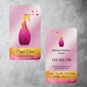 Tarjeta De Visita Limpieza de Casa Corazones Coloridos Doncella Lind