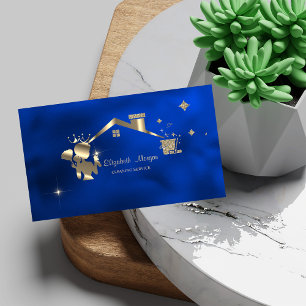 Tarjeta De Visita Limpieza de casa de criada profesional azul real