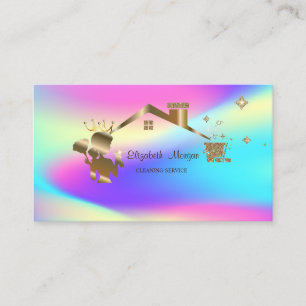 Tarjeta De Visita Limpieza de casa de criada profesional Colorido 