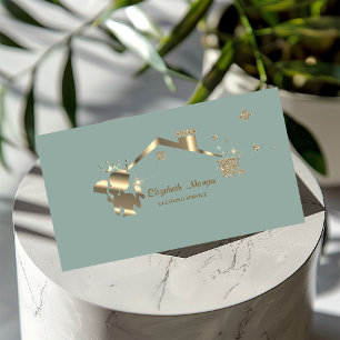 Tarjeta De Visita Limpieza de casa de criada profesional menta verde