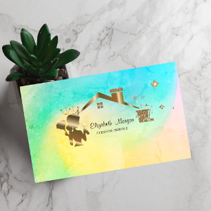 Tarjeta De Visita Limpieza de casa de criada profesional verde