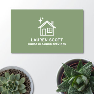 Tarjeta De Visita Limpieza de casa Limpiador Verde Minimalista simpl