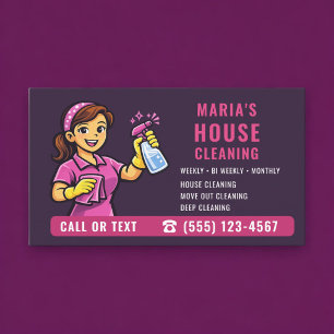 Tarjeta De Visita Limpieza de Casa Morado Rosa