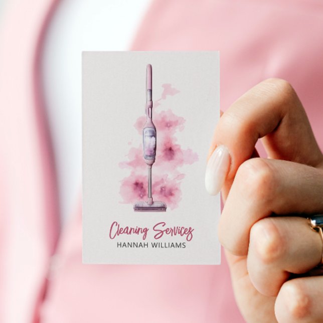 Tarjeta De Visita Limpieza de casa Rubor Limpieza de vacío rosa Códi (Subido por el creador)