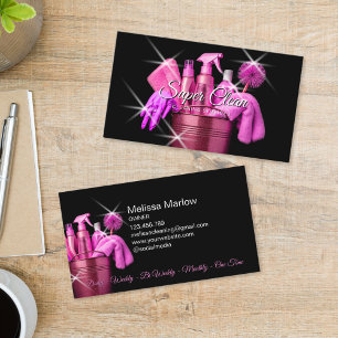 Tarjeta De Visita Limpieza de casas comerciales femeninas de rosa Se