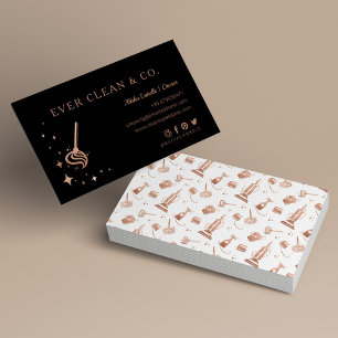 Tarjeta De Visita Limpieza de casas profesional con escoba 