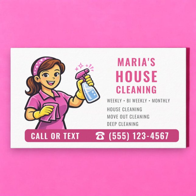Tarjeta De Visita Limpieza de Casas Rosa (Subido por el creador)