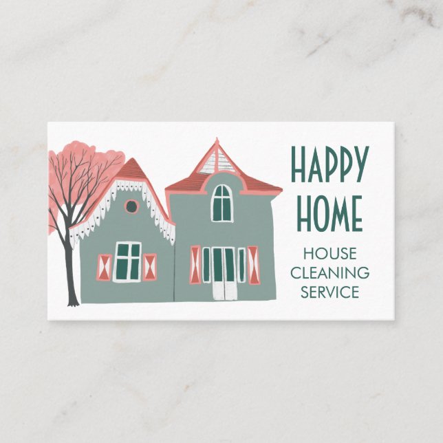 Tarjeta De Visita Limpieza de casas Servicios de casa Encantador Ver (Anverso)