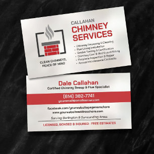 Tarjeta De Visita Limpieza de Chimeneas Moderna y Especialista en Co