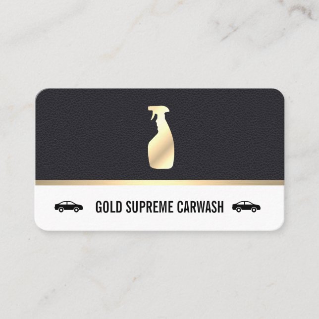 Tarjeta De Visita Limpieza de coches Gold Premium Cuero (Anverso)
