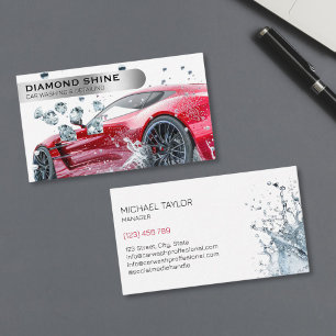Tarjeta De Visita Limpieza de Detallado de Autos Profesional Moderno
