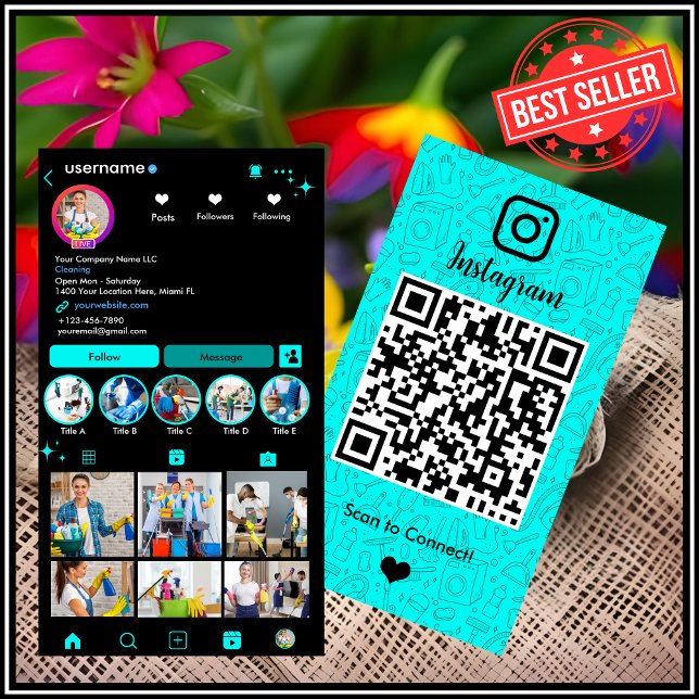 Tarjeta De Visita Limpieza de empleados domésticos de turquesa en In (Subido por el creador)