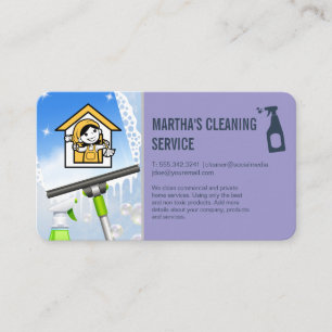 Tarjeta De Visita Limpieza de empleados domésticos   Squeegee y jabó