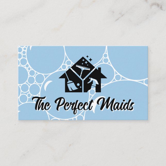 Tarjeta De Visita Limpieza de iconos | Fondo de burbujas de jabón (Anverso)