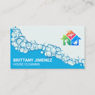 Tarjeta De Visita Limpieza de iconos   Soap Bubbles   Maid más limpi