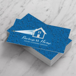 Tarjeta De Visita Limpieza de la casa con lavado a presión azul