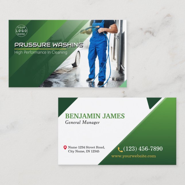 Tarjeta De Visita Limpieza de la manguera de lavado eléctrico con pr (Anverso / Reverso)