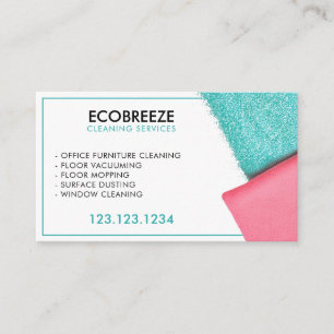 Tarjeta De Visita Limpieza de la oficina de la chispa turquesa brill