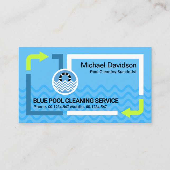 Tarjeta De Visita Limpieza de la piscina de aguas limpias (Anverso)