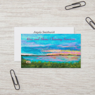Tarjeta De Visita Limpieza de la salida del sol de la playa de la