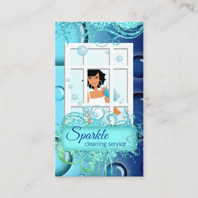 Tarjeta De Visita Limpieza de las burbujas de Purpurina de espuma (Anverso)