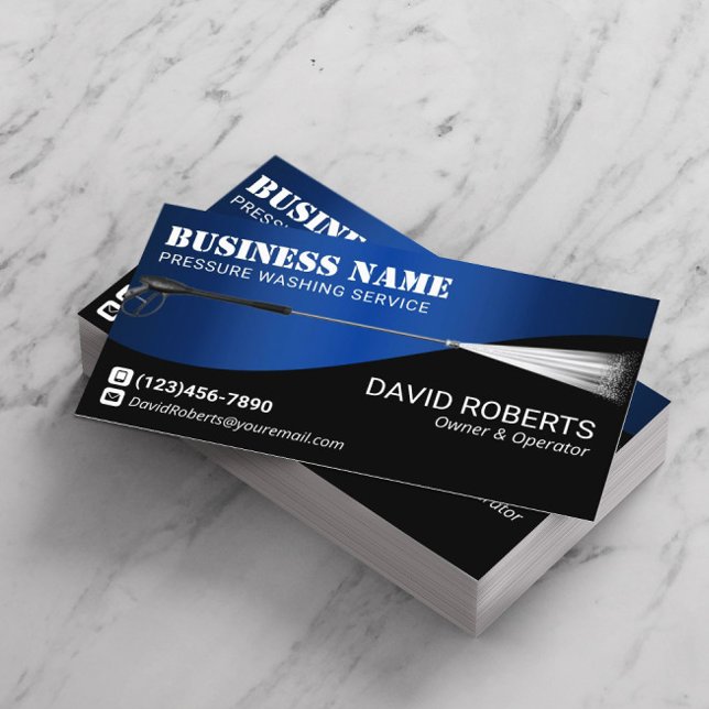 Tarjeta De Visita Limpieza de lavado a presión azul metálico (Subido por el creador)