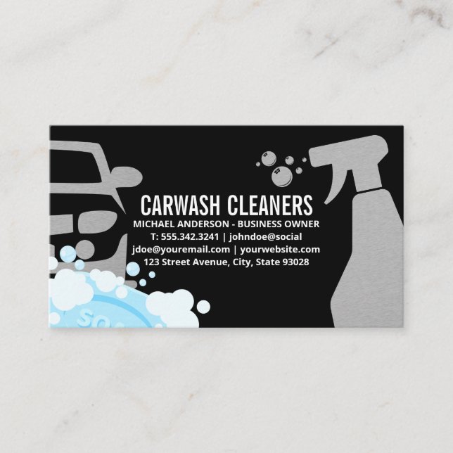 Tarjeta De Visita Limpieza de lavado de coches | Baches de jabón (Anverso)