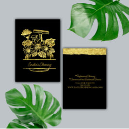 Tarjeta De Visita Limpieza de Oro Falso Logotipo de Guión Floral