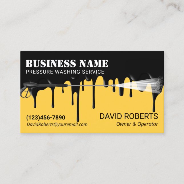 Tarjeta De Visita Limpieza de oro negro moderno con lavado a presión (Anverso)