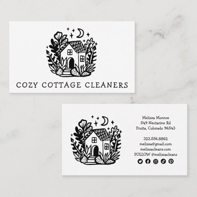 Tarjeta De Visita Limpieza de Personalizado de cabaña de cutas Servi (Anverso / Reverso)