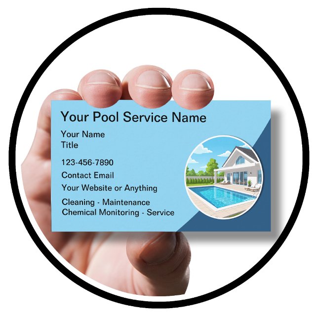 Tarjeta De Visita Limpieza de Piscinas Moderna  (Subido por el creador)