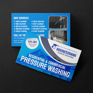 Tarjeta De Visita Limpieza de Poder Azul Lavado a Presión de Casas