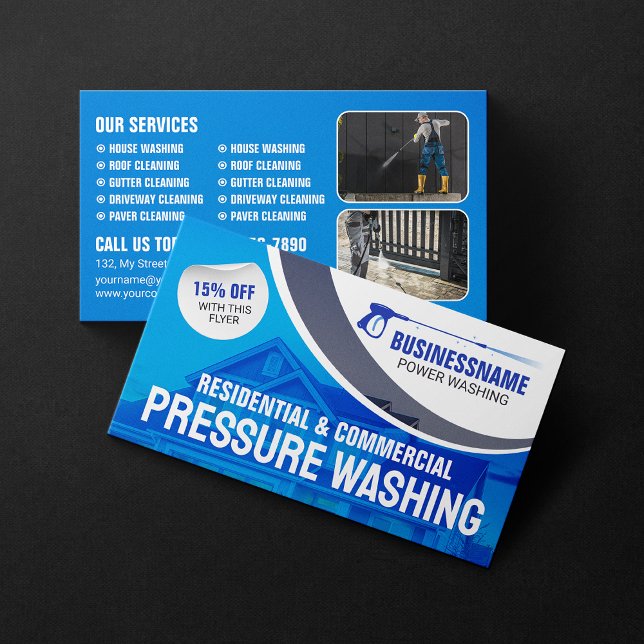 Tarjeta De Visita Limpieza de Poder Azul Lavado a Presión Limpieza d (Subido por el creador)