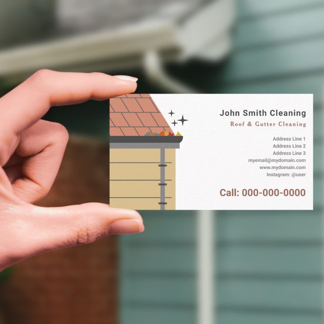 Tarjeta De Visita Limpieza de techos y alcantarillas (Roof & Gutter Cleaning Business Card)