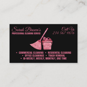 Tarjeta De Visita Limpieza de tono negro rosa Doncella de servicio d