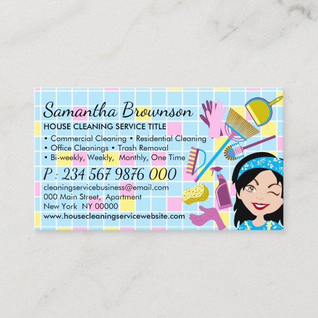 Tarjeta De Visita Limpieza de Vidrio Azul Amarillo de Servicio de Li (Anverso)