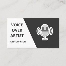 Tarjeta De Visita Limpieza de Voice Over Artists Black White y Gray 