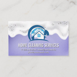 Tarjeta De Visita Limpieza del hogar Soap Suds Metálico Azul