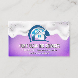 Tarjeta De Visita Limpieza del hogar   Soap Suds   Metálico púrpura