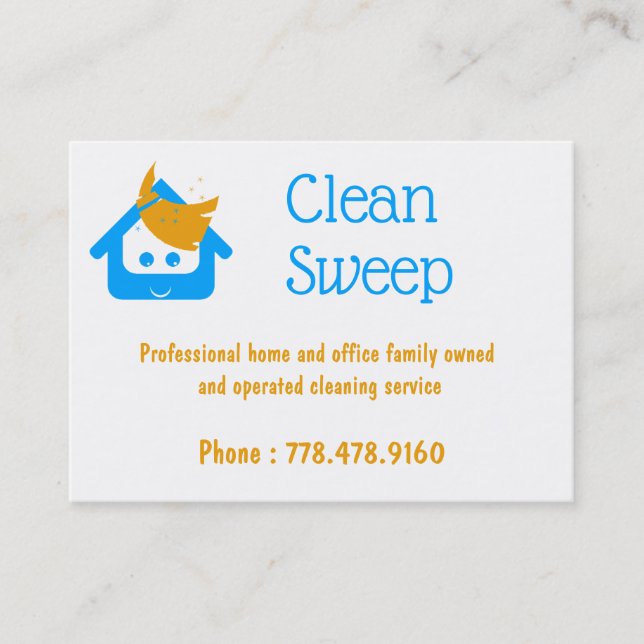 Tarjeta De Visita Limpieza Empresa de limpieza Limpiar Barrido Cute  (Anverso)