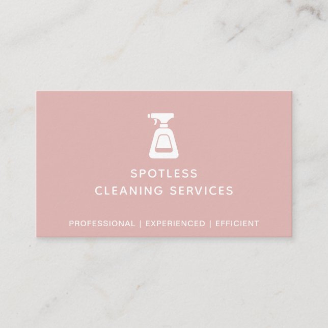 Tarjeta De Visita Limpieza Empresa Spray Botella Dusty Rosa  (Anverso)