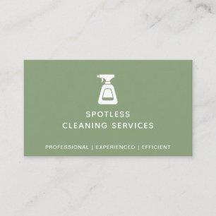 Tarjeta De Visita Limpieza Empresa Spray Bottle Sage Green