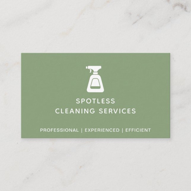 Tarjeta De Visita Limpieza Empresa Spray Bottle Sage Green (Anverso)