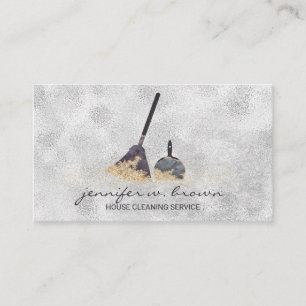Tarjeta De Visita Limpieza Janitorial Gold Sparkle Ama de Casa Señor