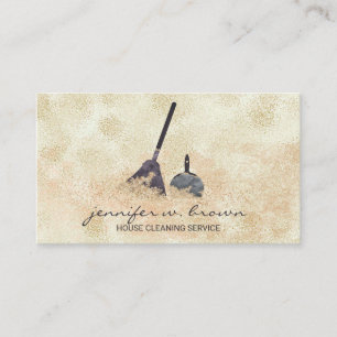 Tarjeta De Visita Limpieza Janitorial Gold Sparkle Maid